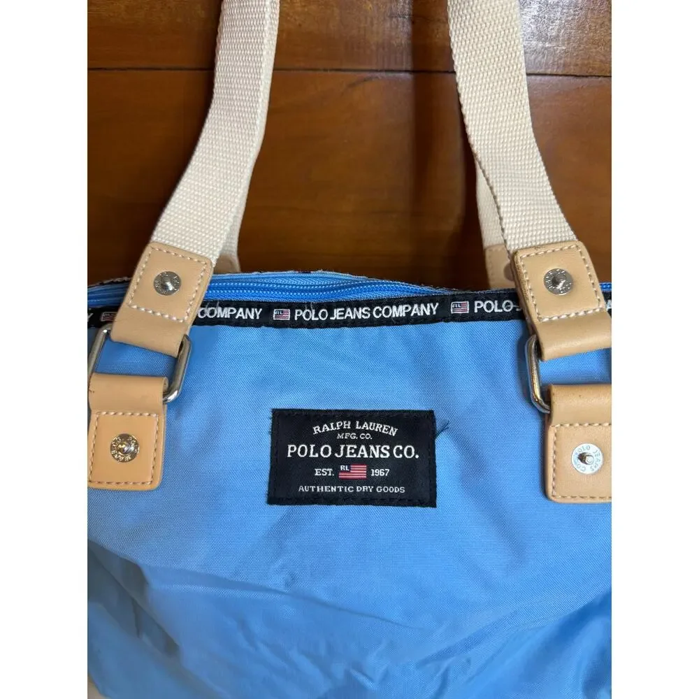 Vintage Y2K Polo Jeans Company Nylon Top Handle Bag Blue